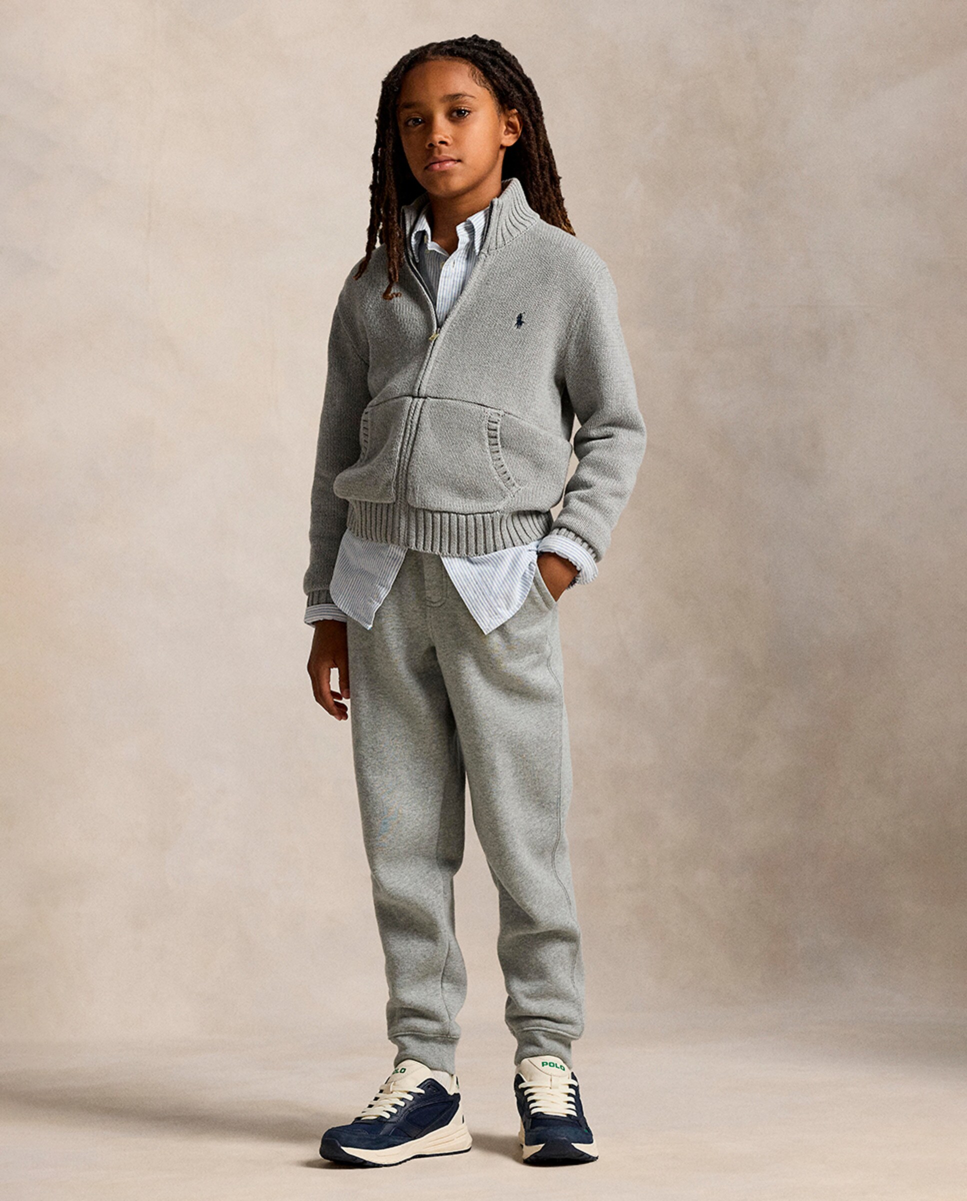 Casaco de Algodão com Fecho de Correr Completo Cinzento-3