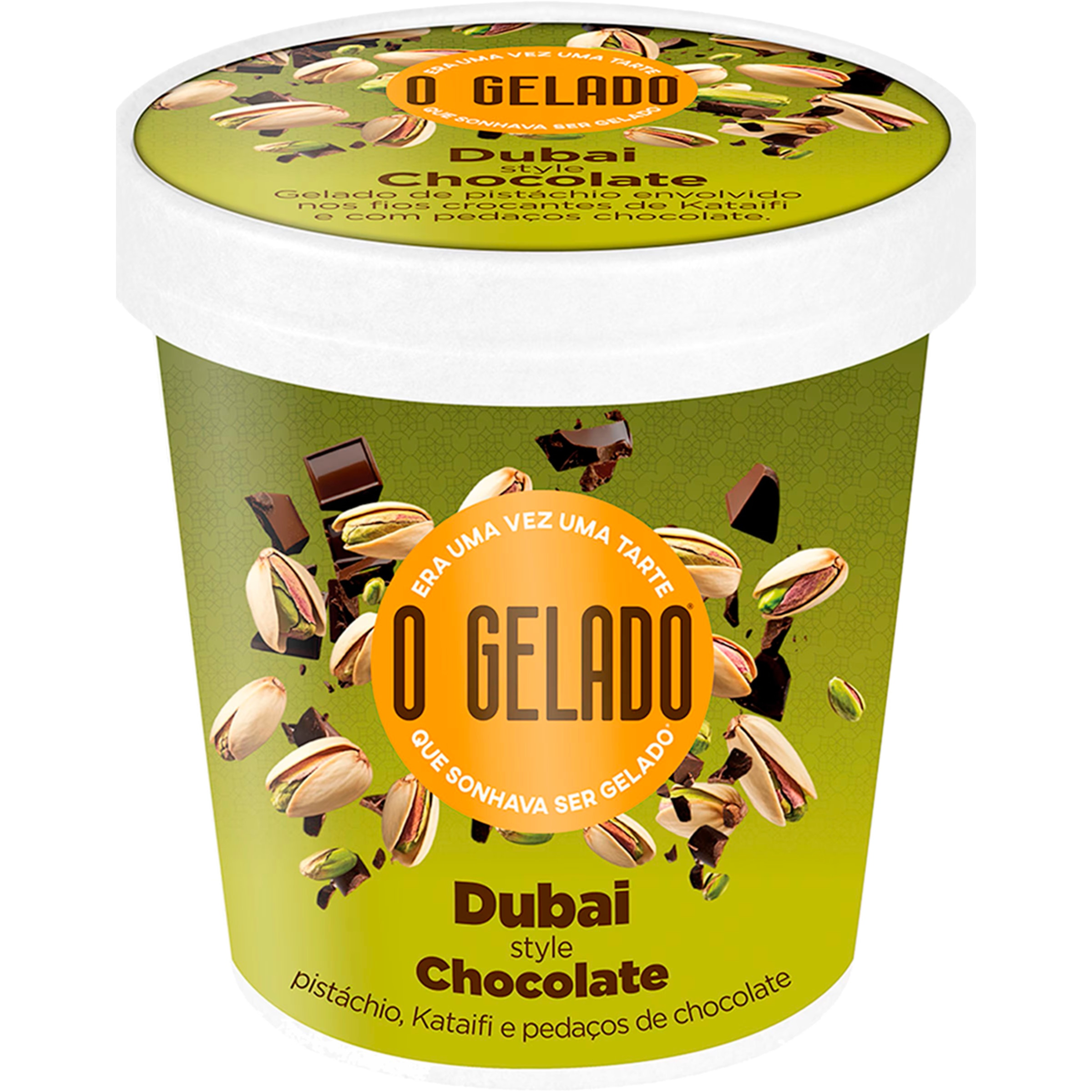 Gelado do Dubai Pistáchio e Chocolate embalagem 460 ml