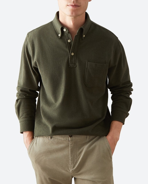 Imagen 0 de Polo de hombre manga larga liso boton dowm bolsillo pecho