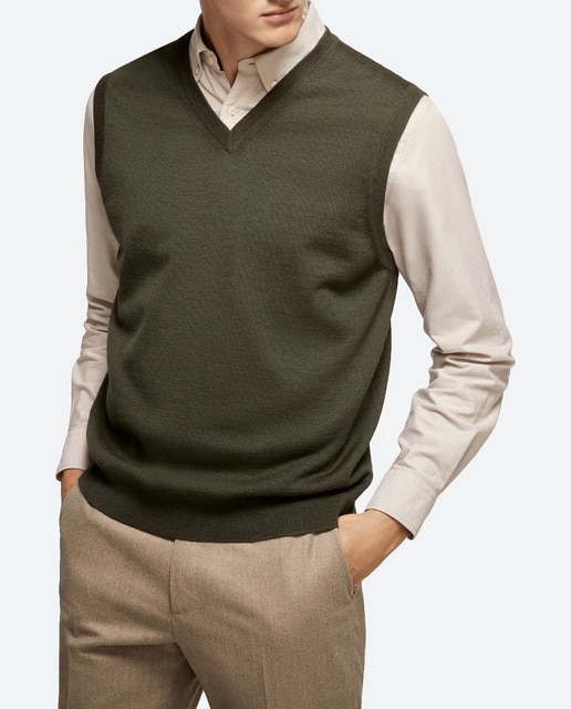 Imagen 0 de Chaleco de punto de hombre con cuello de pico