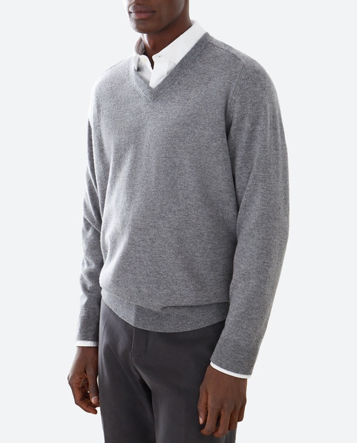 Imagen 0 de Jersey de hombre de cuello pico liso lana cashmere