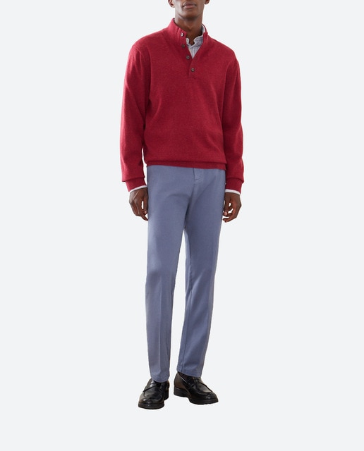 Imagen 0 de Jersey de hombre cuello semicisne liso con botones lana cashmere