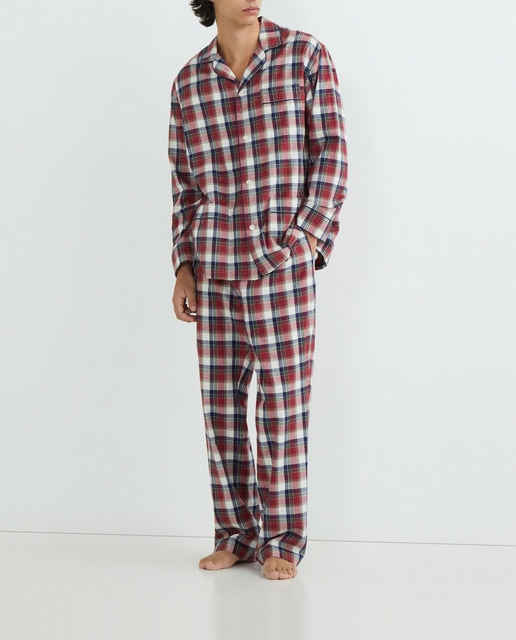 Imagen 0 de Pijama de franela de hombre tejido a cuadros