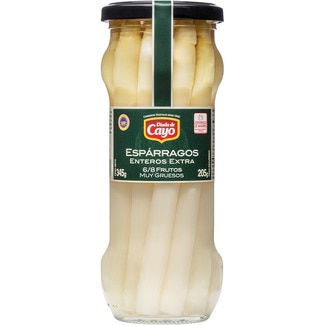 espárragos blancos extra IGP de Navarra muy gruesos 6-8 piezas frasco 205 g neto escurrido - Viuda De Cayo