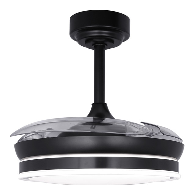 Imagen 0 de Ventilador de techo aspas plegables con luz LED Mini Negro/Acero 46W