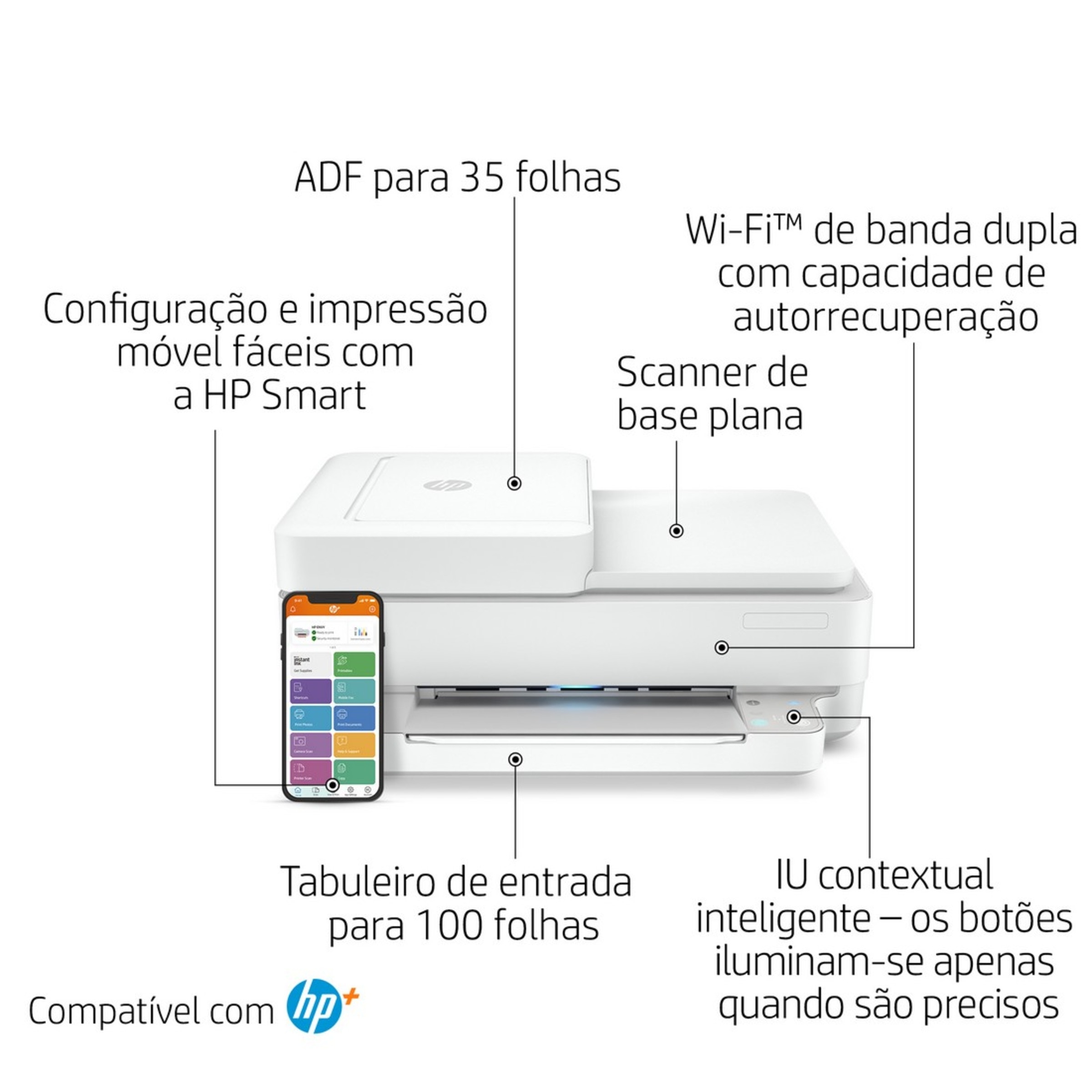 Impressora Multifunções HP Jato de Tinta Envy 6430e, Cores, USB: Type-B, Instant Ink, 223R2B 2
