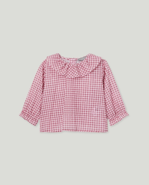 Imagem 0 de Blusa Vichy de Bebé com Gola e Manga Comprida
