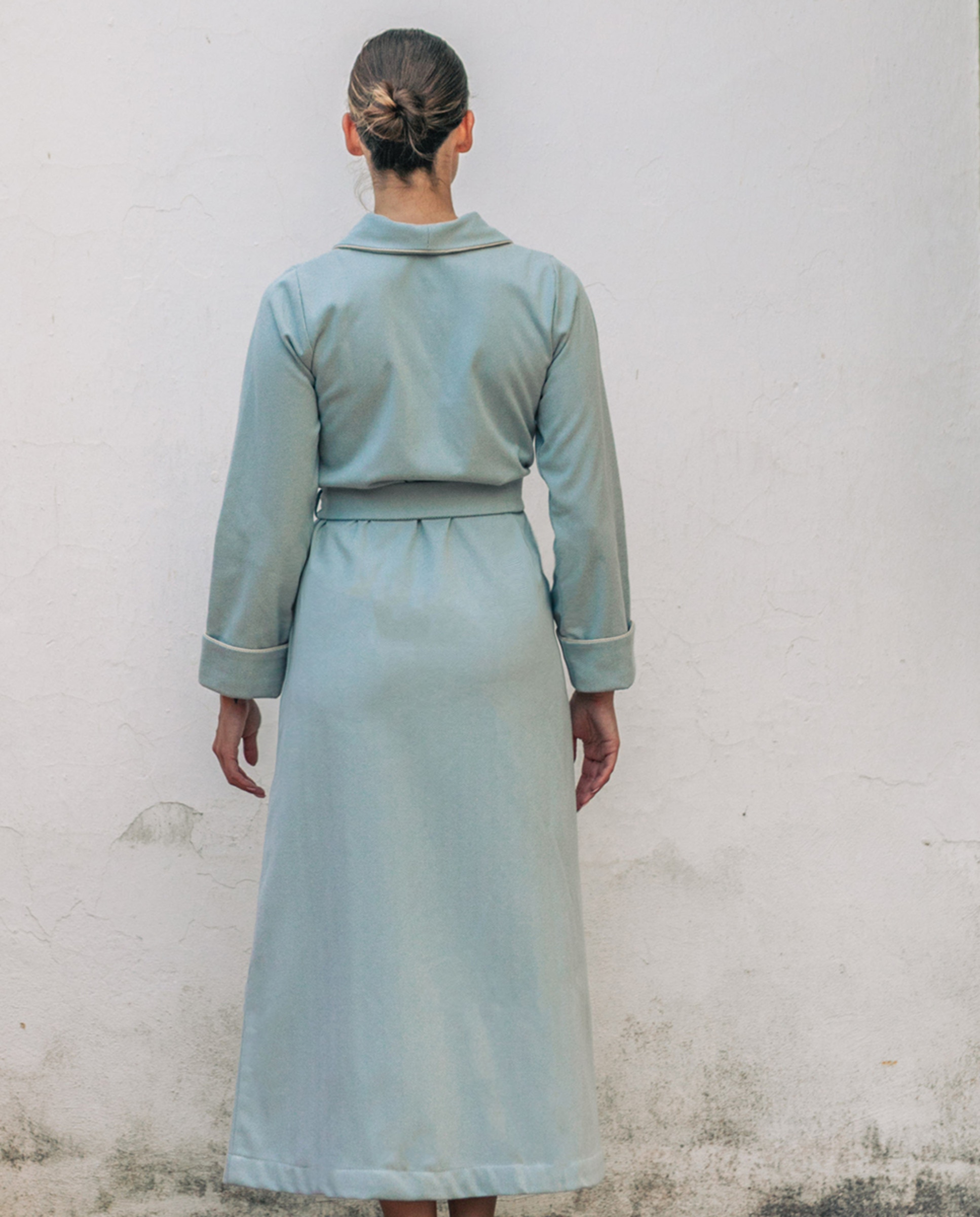 Robe Comprido de Corte Clássico Verde-2