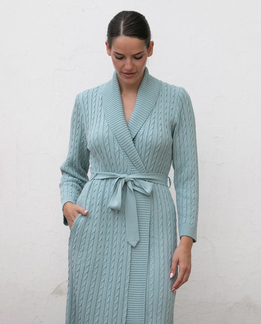 Imagem 0 de Robe com Gola Canelada, Cinto e em Tricot de Malha do Cabo