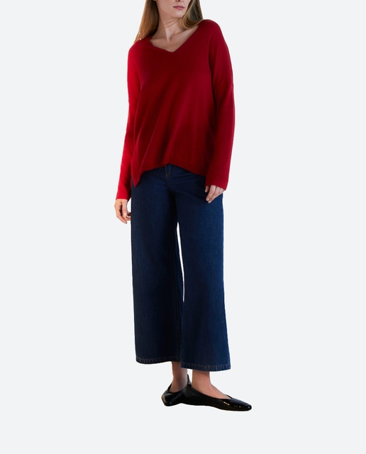 Imagen 0 de Jersey de mujer con escote de pico tejido relajado