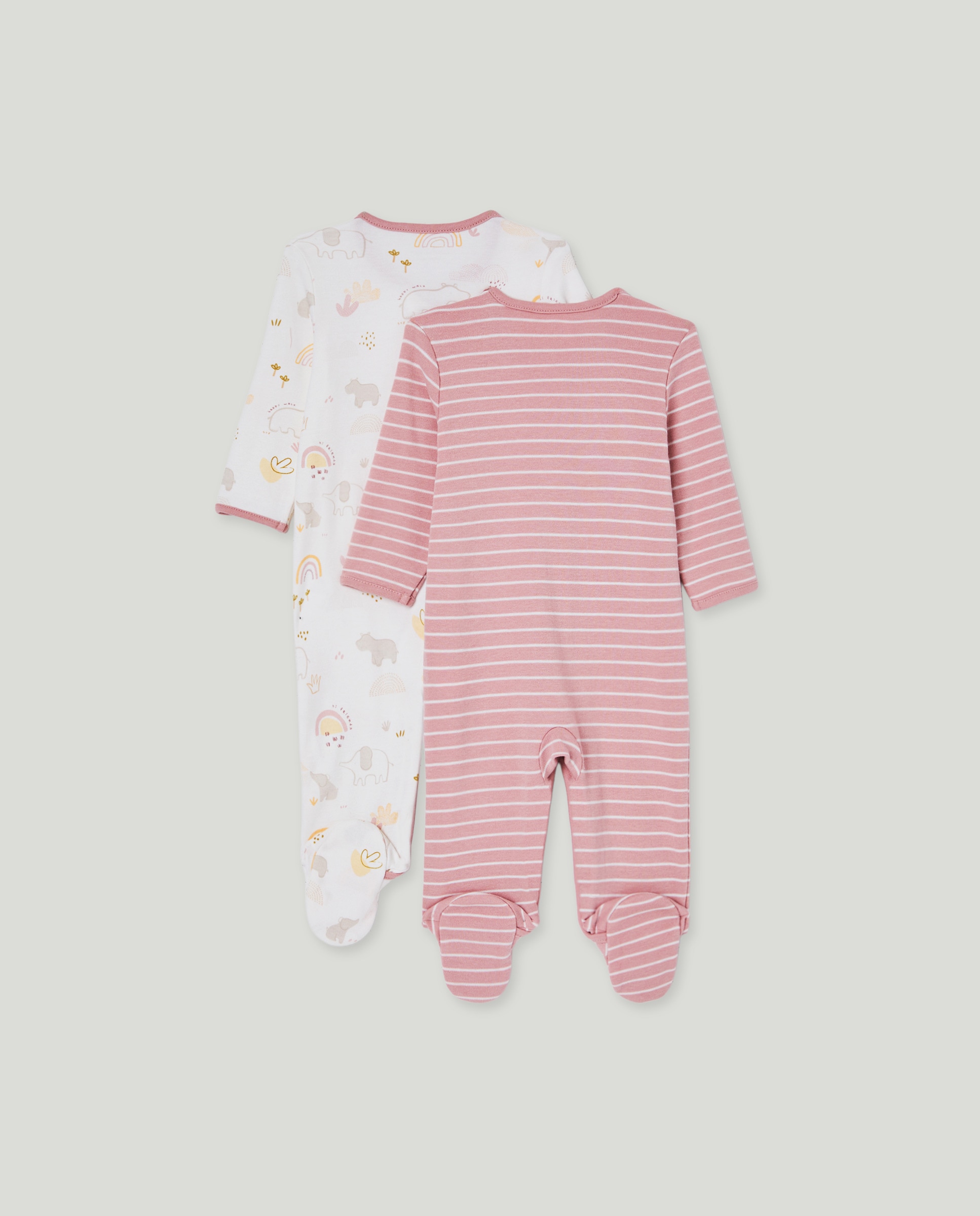 Pack de 2 Babygrows de Malha de Bebé com Estampado de Fantasia Rosa-2