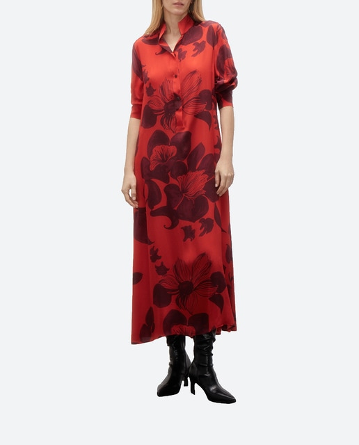 Imagen 0 de Vestido midi estampado de manga larga