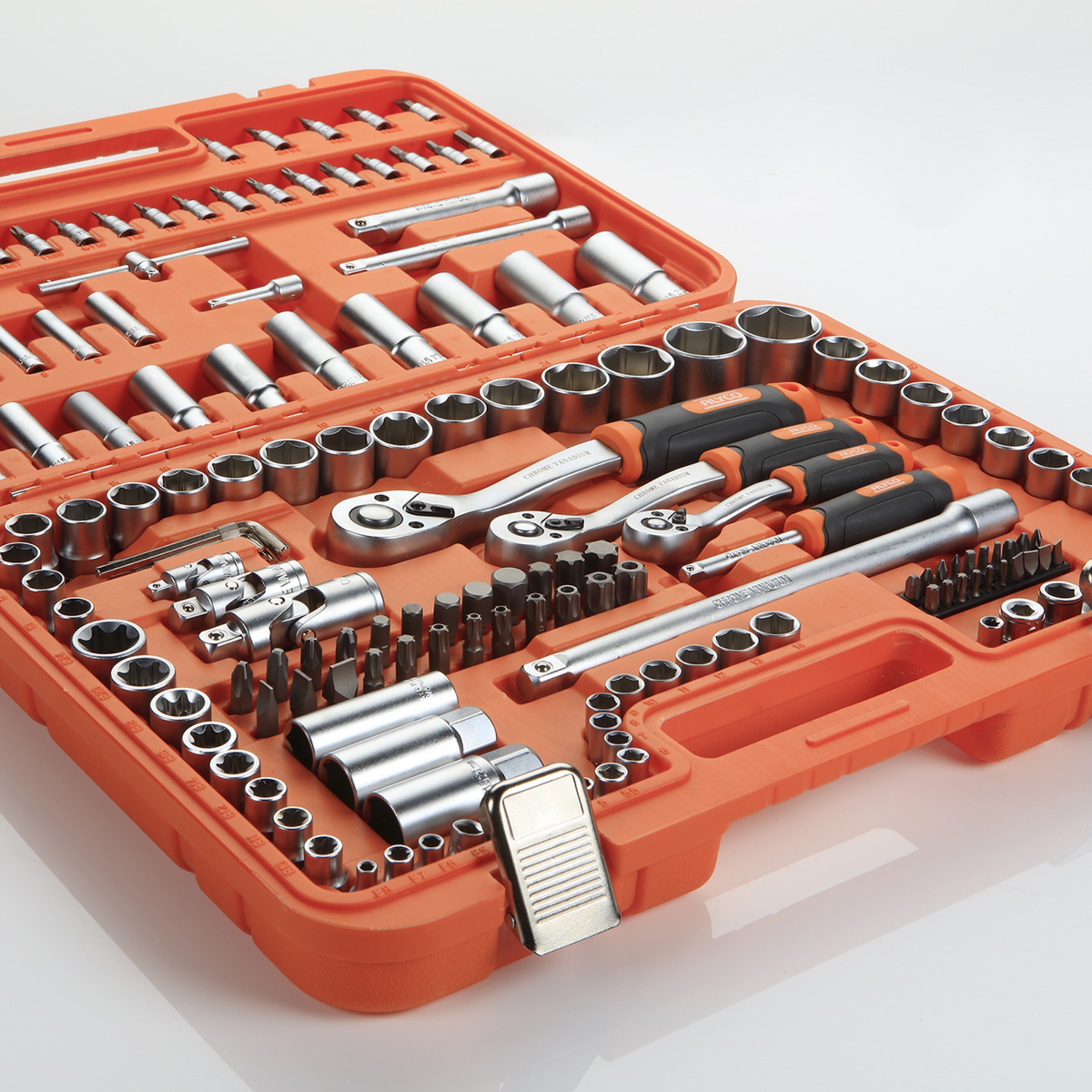 Juego De Llaves De Vaso De 1/2" + 3/8" + 1/4" 171 Piezas Alyco Orange Naranja-4