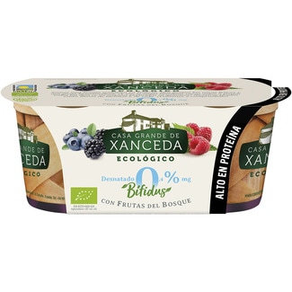 yogur con frutas del bosque desnatado 0,4 m.g. sin gluten ecológico pack 2 unidades 125 g - Casa Grande De Xanceda