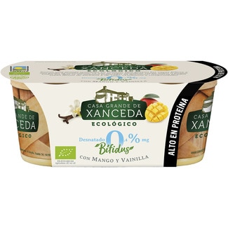 bífidus con mango y vainilla desnatado 0,4 m.g. sin gluten ecológico pack 2 unidades envase 125 g - Casa Grande De Xanceda