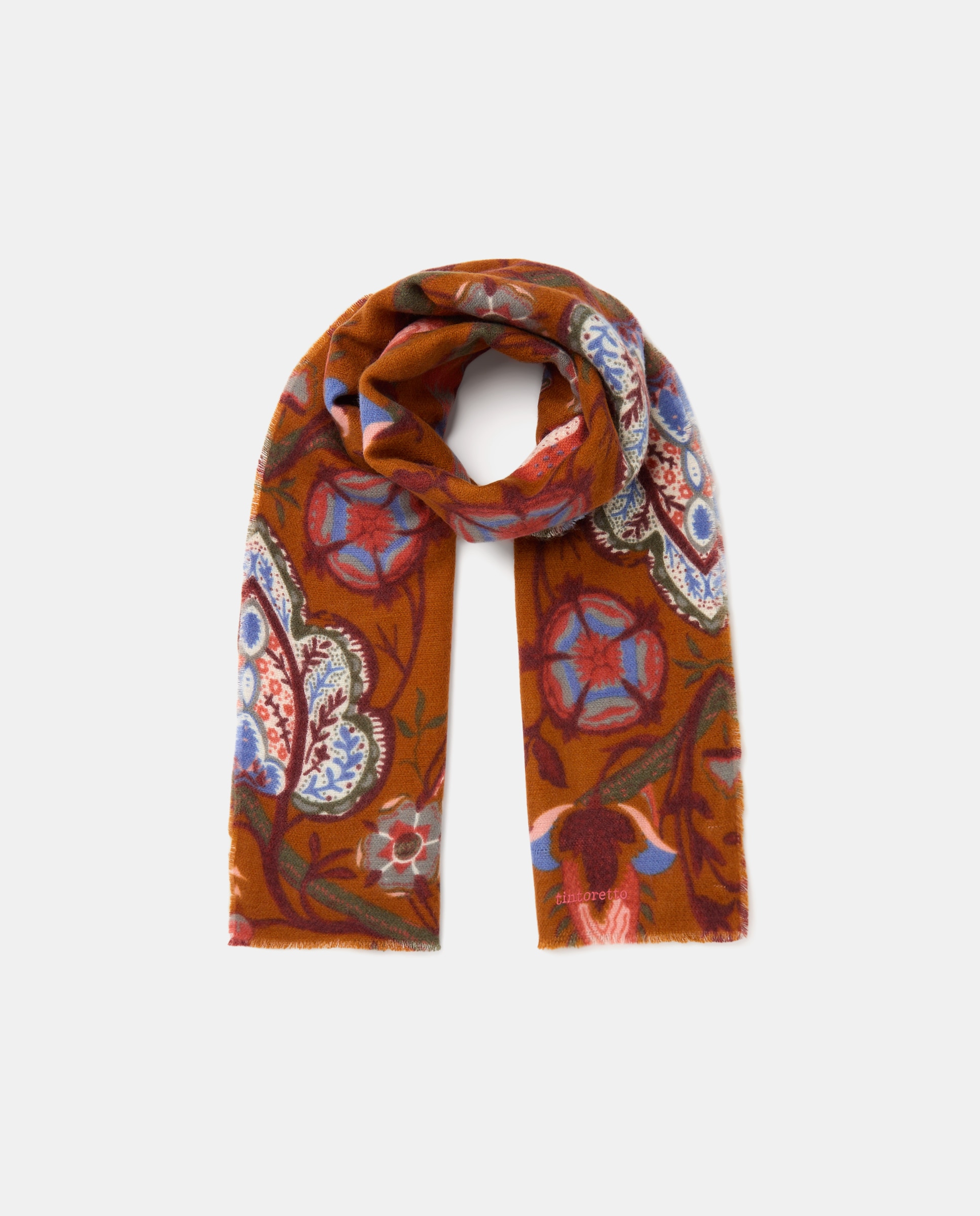 Cachecol com Estampado Floral 730 Camel-2