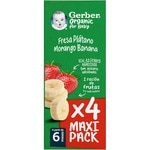 organic strawberry and banana with no added sugar for 6+ months 4-pack sachets 90 g