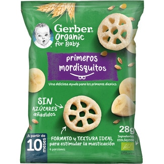 snacks ecológicos primeros mordisquitos sin sal añadida desde 10 meses bolsa 28 g - Gerber