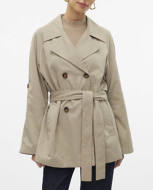 Imagen 0 de Gabardina midi de mujer con mangas ajustables