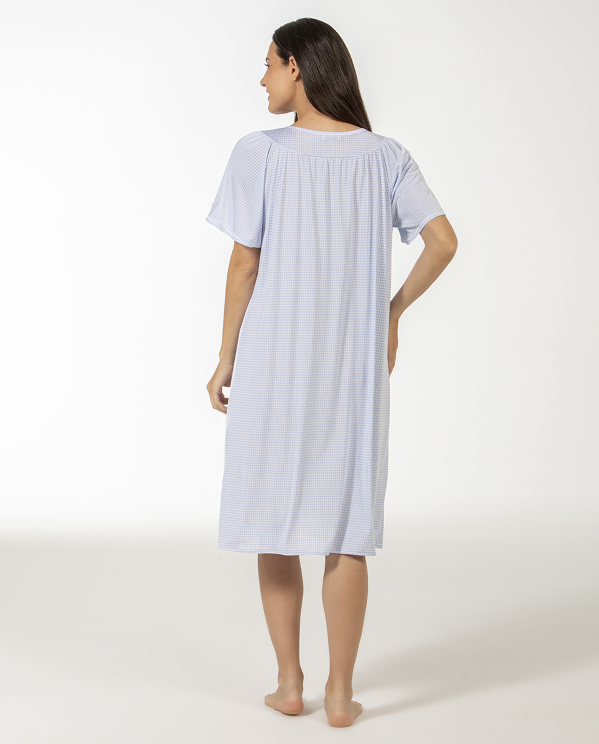 Camisa de dormir curta de mulher Azul-2