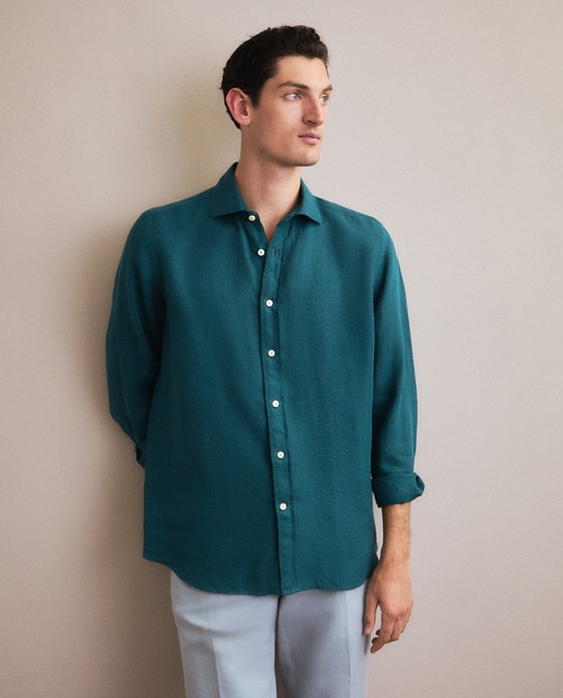 Imagem 0 de Camisa Casual 100% Linho com Manga Comprida