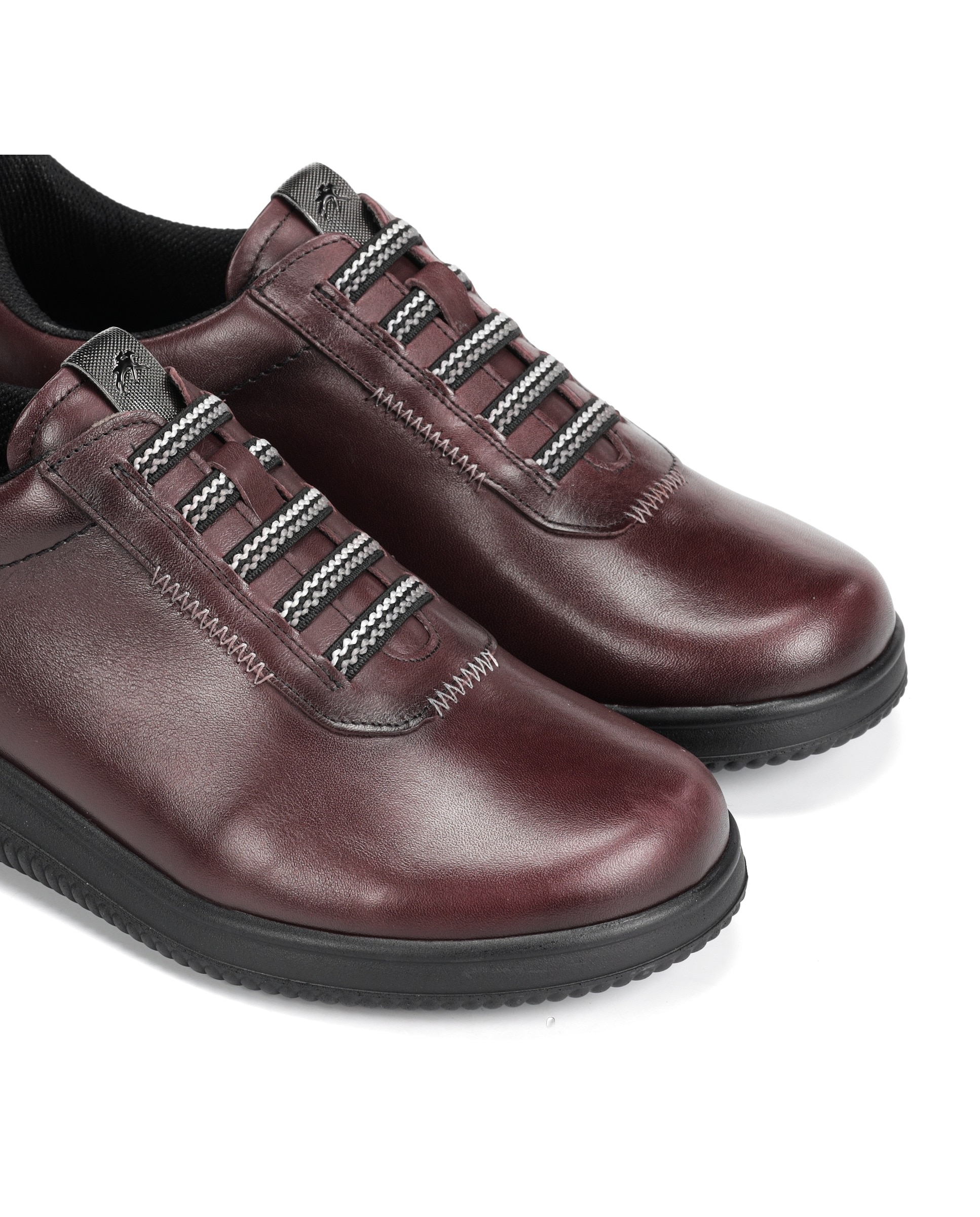 Sapatos em Pele com Slip-in Vermelho/Grená-4