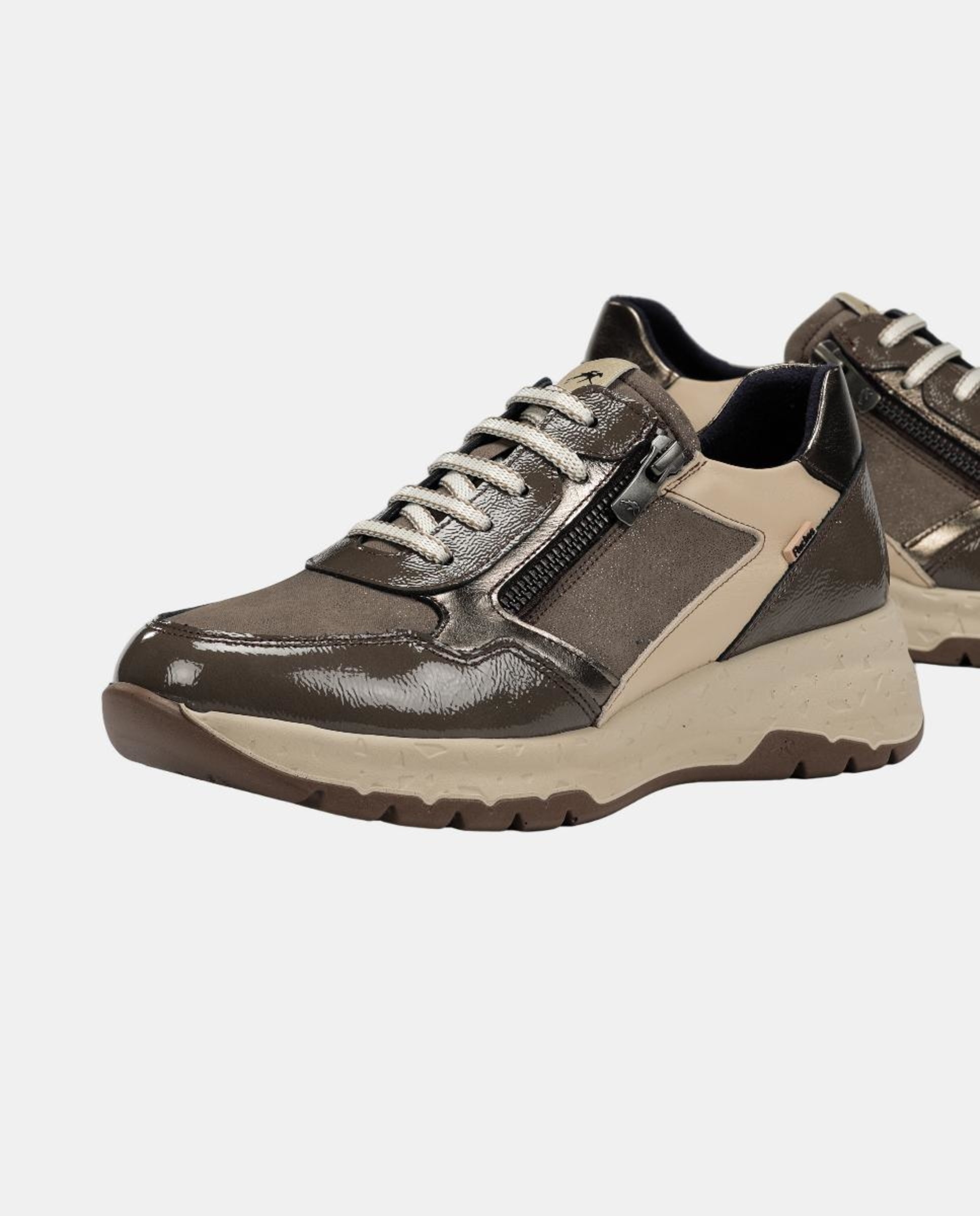 Sapatos Desportivos em Pele com Fecho de Correr Cinzento-7