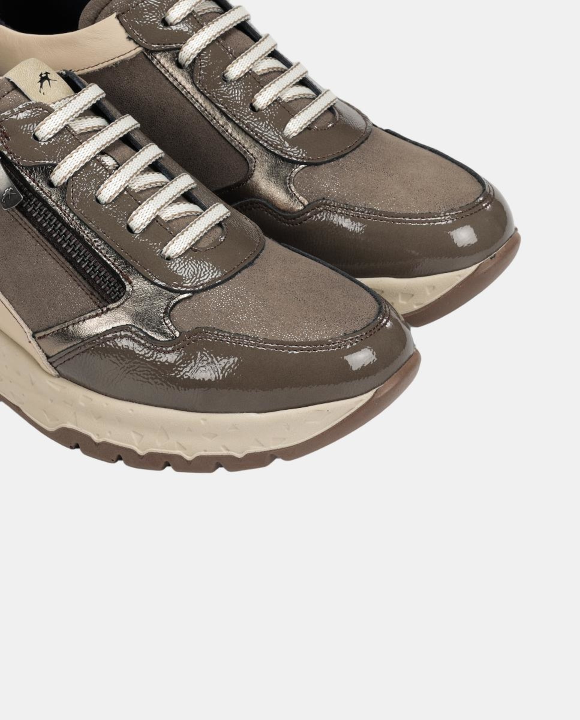 Sapatos Desportivos em Pele com Fecho de Correr Cinzento-6