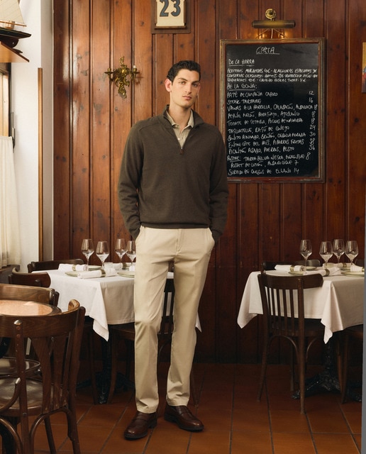 Imagen 0 de Jersey de hombre de c/semicisne cremallera liso algodón merino