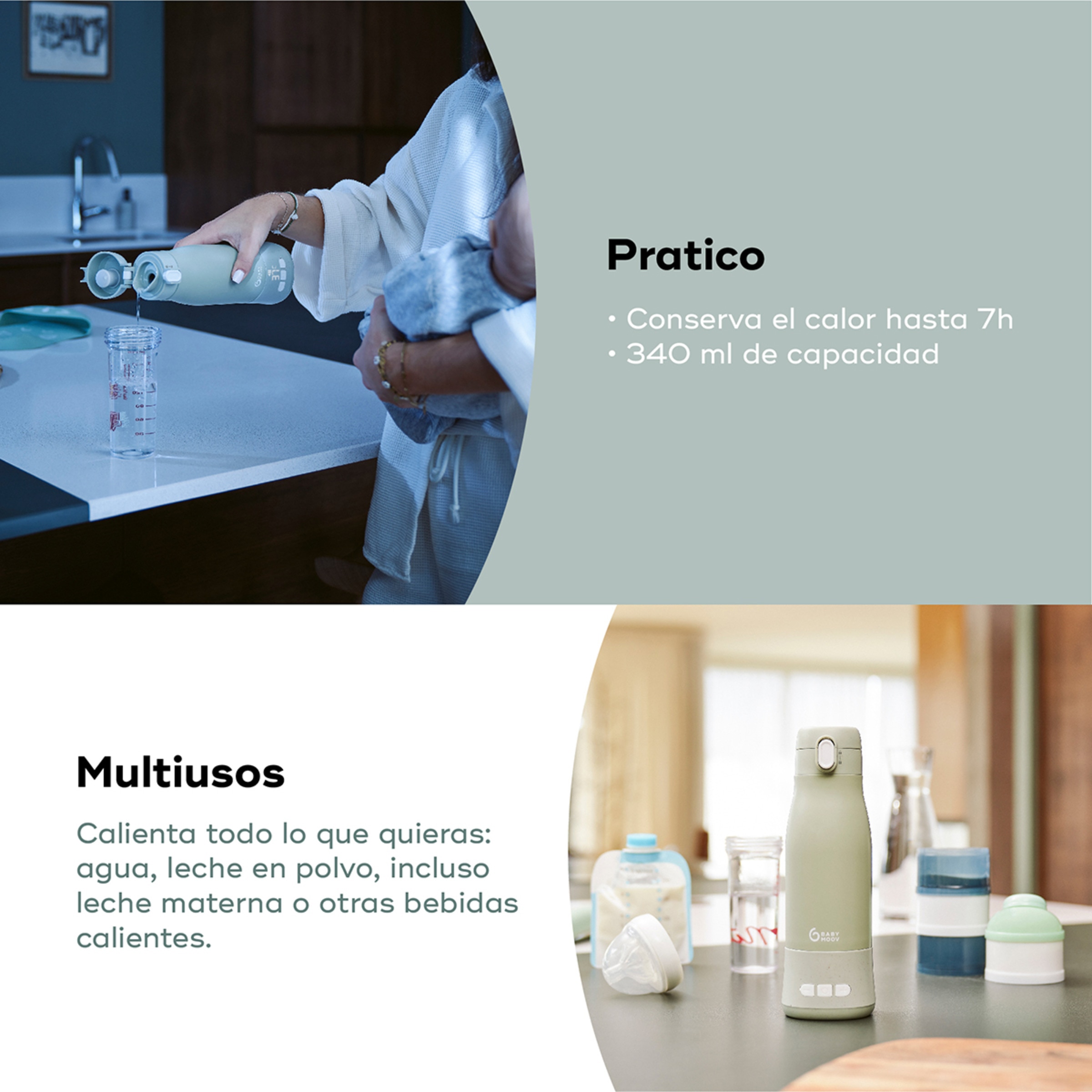 Aquecedor de Biberões Transportável com Bateria Moov & Feed Verde Água-5