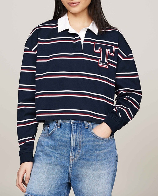 Imagen 0 de Polo de mujer de manga larga a rayas