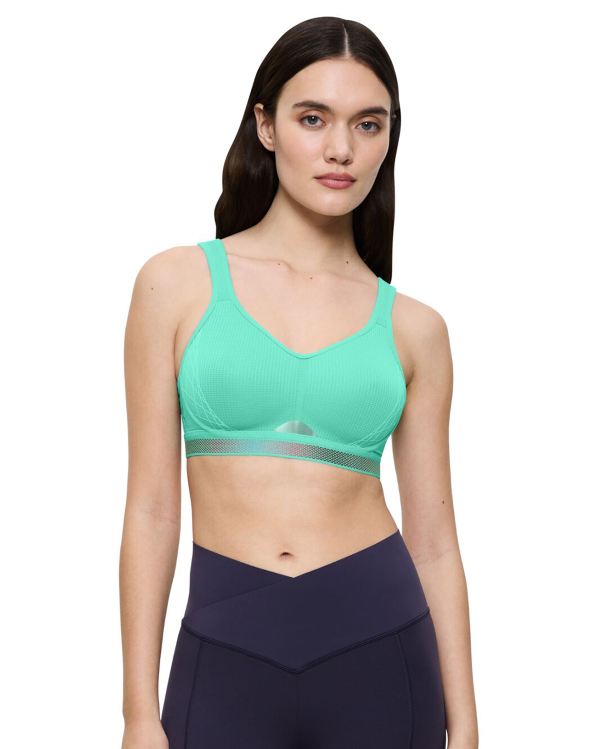 Soutien desportivo triaction de copa moldada e sem aro Verde-1