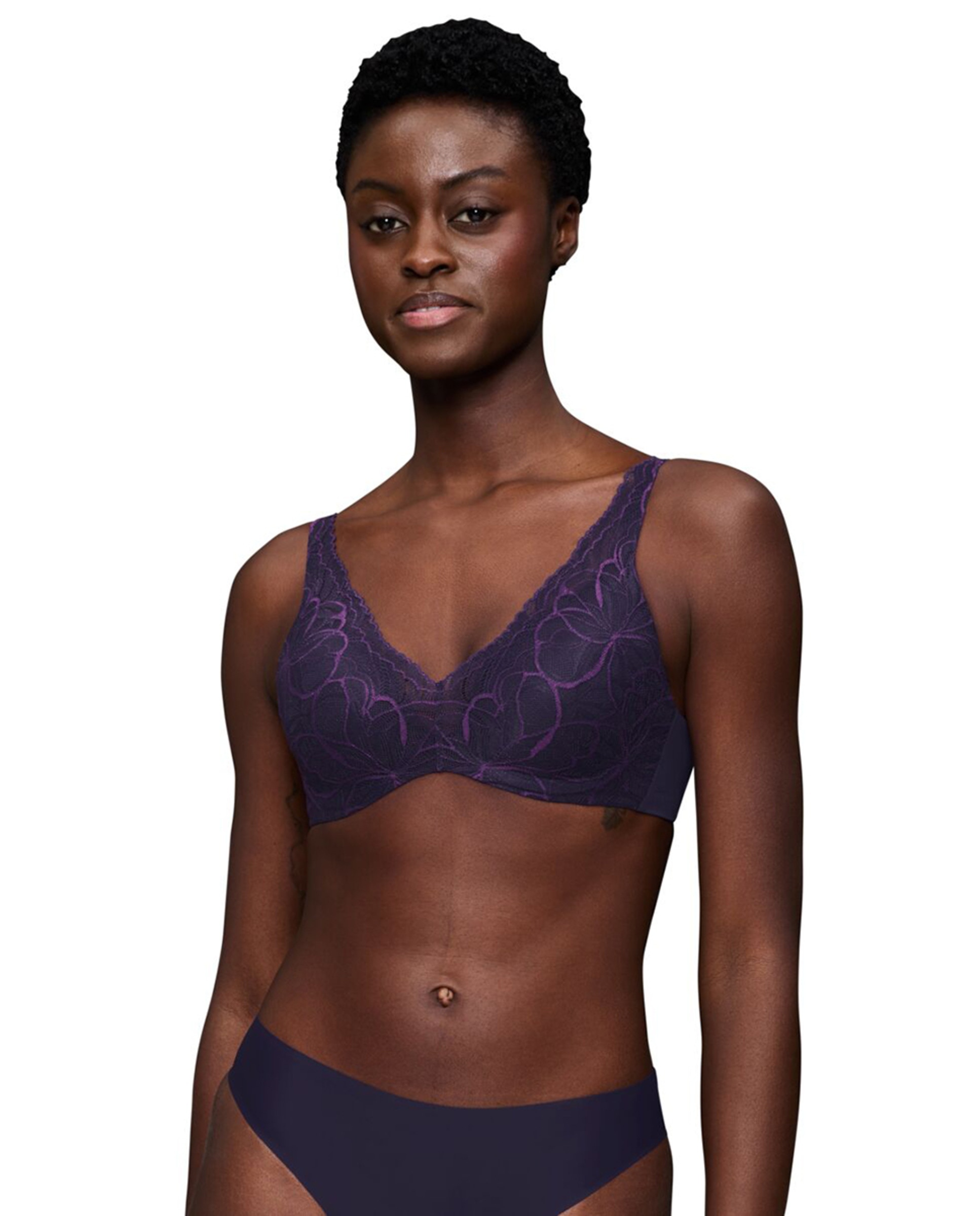 Soutien Body Make Up Illusion Lace de Decote Profundo com Aro Flexível e Foam Lilás-1