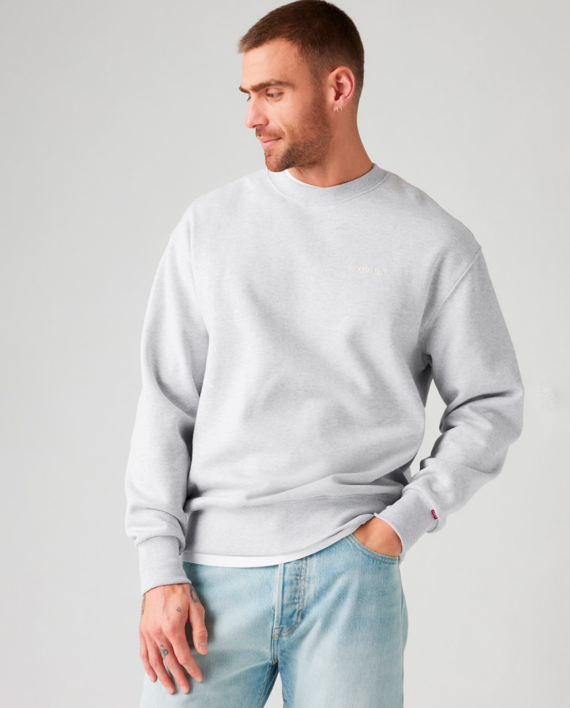 Sweatshirt com decote redondo Cinzento-claro-4