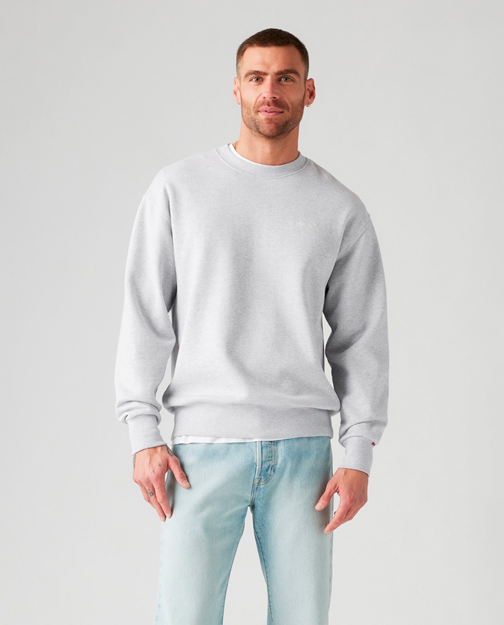 Sweatshirt com decote redondo Cinzento-claro-1
