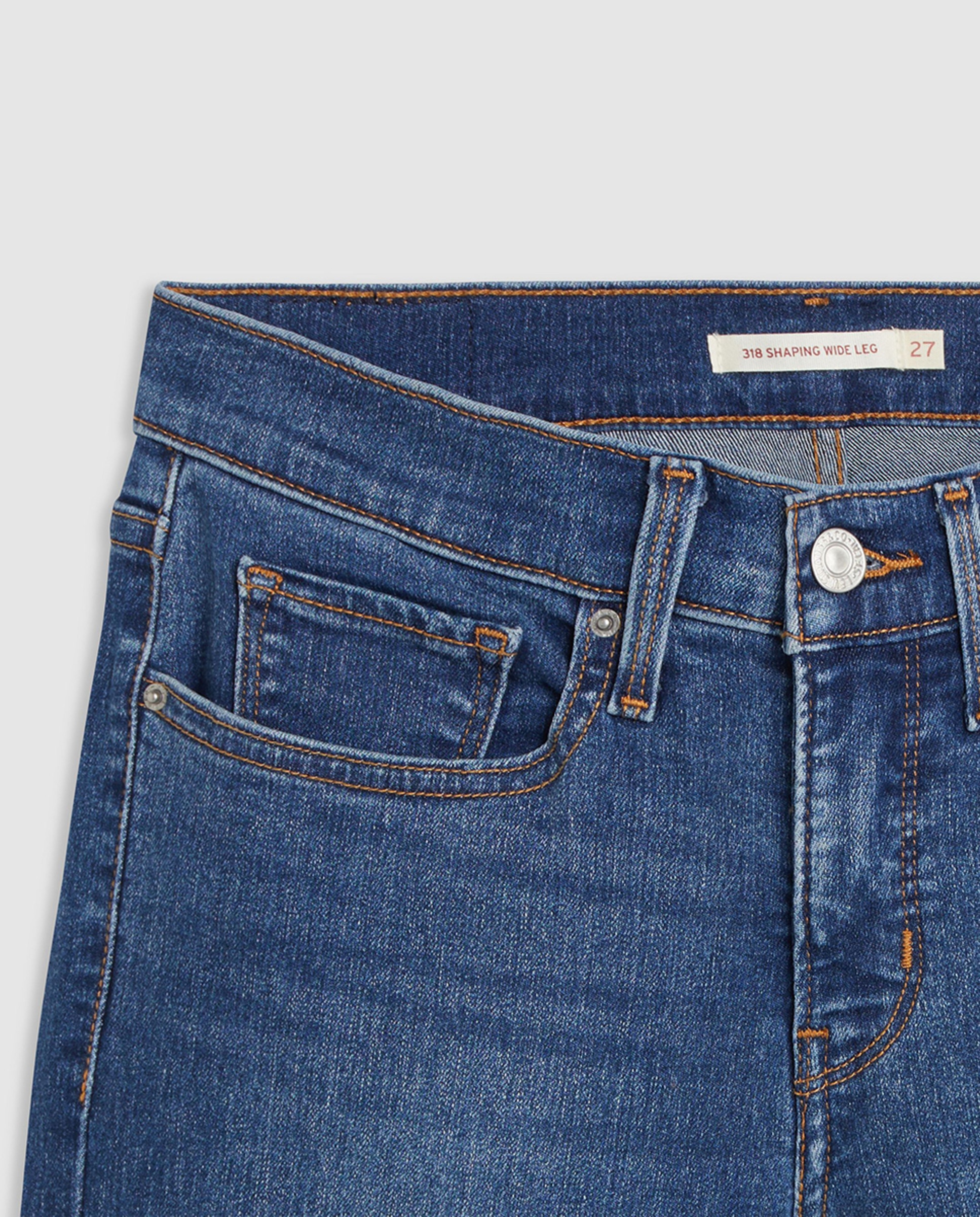 Jeans Straight 318™ Shaping Wide Leg de Cintura Média Azul-índigo-7