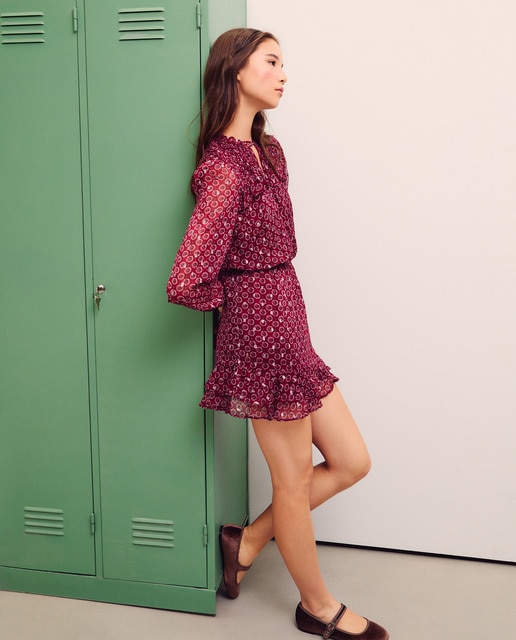 Imagen 0 de Vestido globo chiffon con print