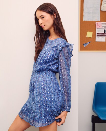 Imagen 0 de Vestido chiffon con cintura smock