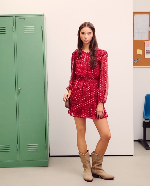 Imagem 0 de Vestido de Chiffon com Cintura Smock