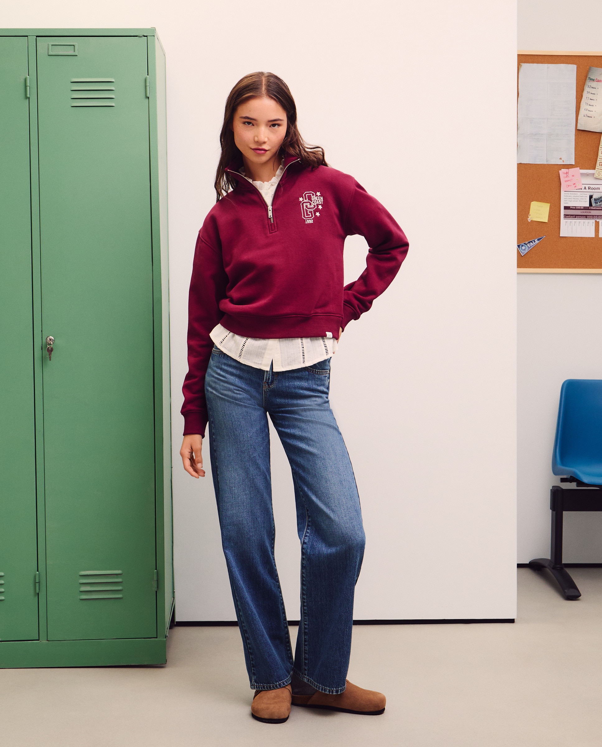 Sweatshirt com Colarinho de Polo e Fecho de Correr com Logótipo Bordeaux-3