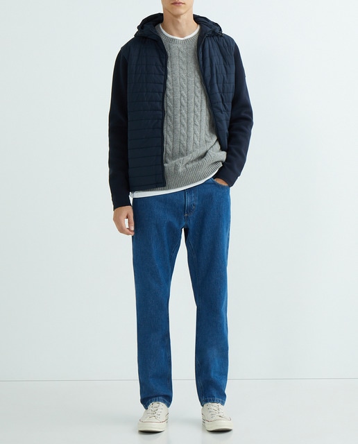 Imagen 0 de Chaqueta de hombre con doble tejido y capucha