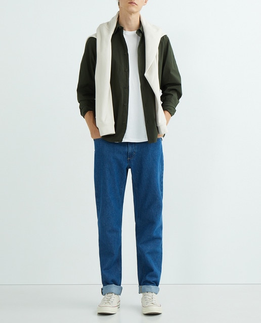 Imagen 0 de Camisa de hombre de algodón con botones al tono