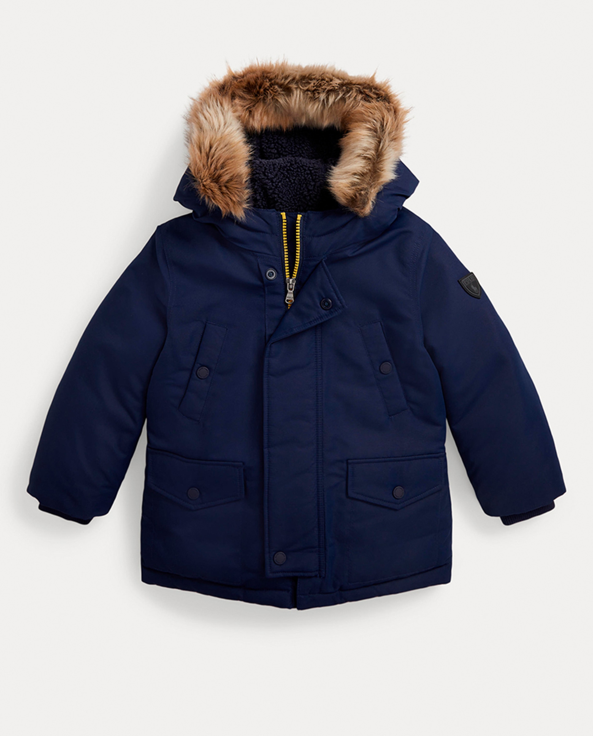 Parka com Capuz de Pelo Azul-marinho-1