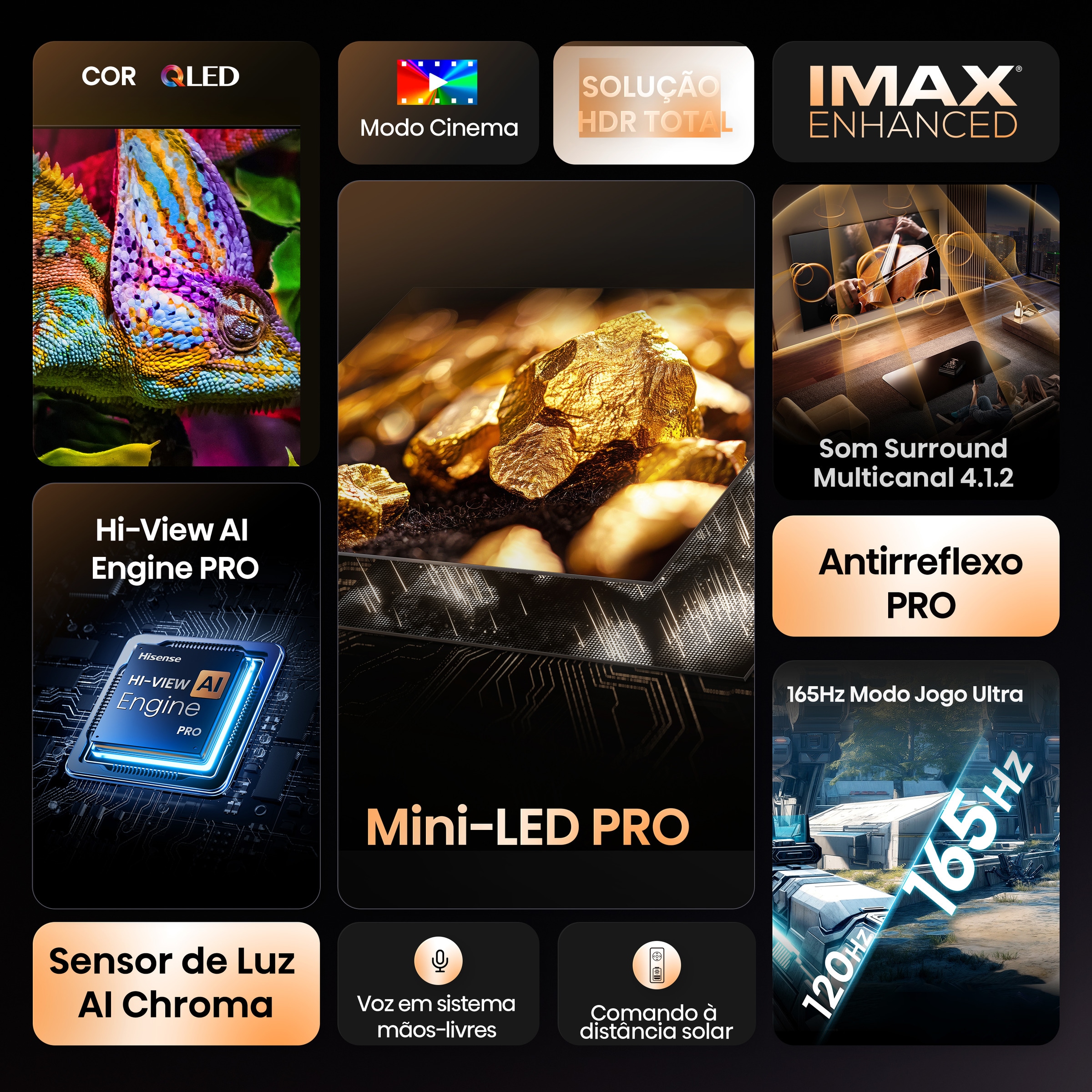 TV MiniLED 164 cm (65") Hisense 65U7Q Pro, UHD 4K, Smart TV Alumínio/Cinzento-carvão-3