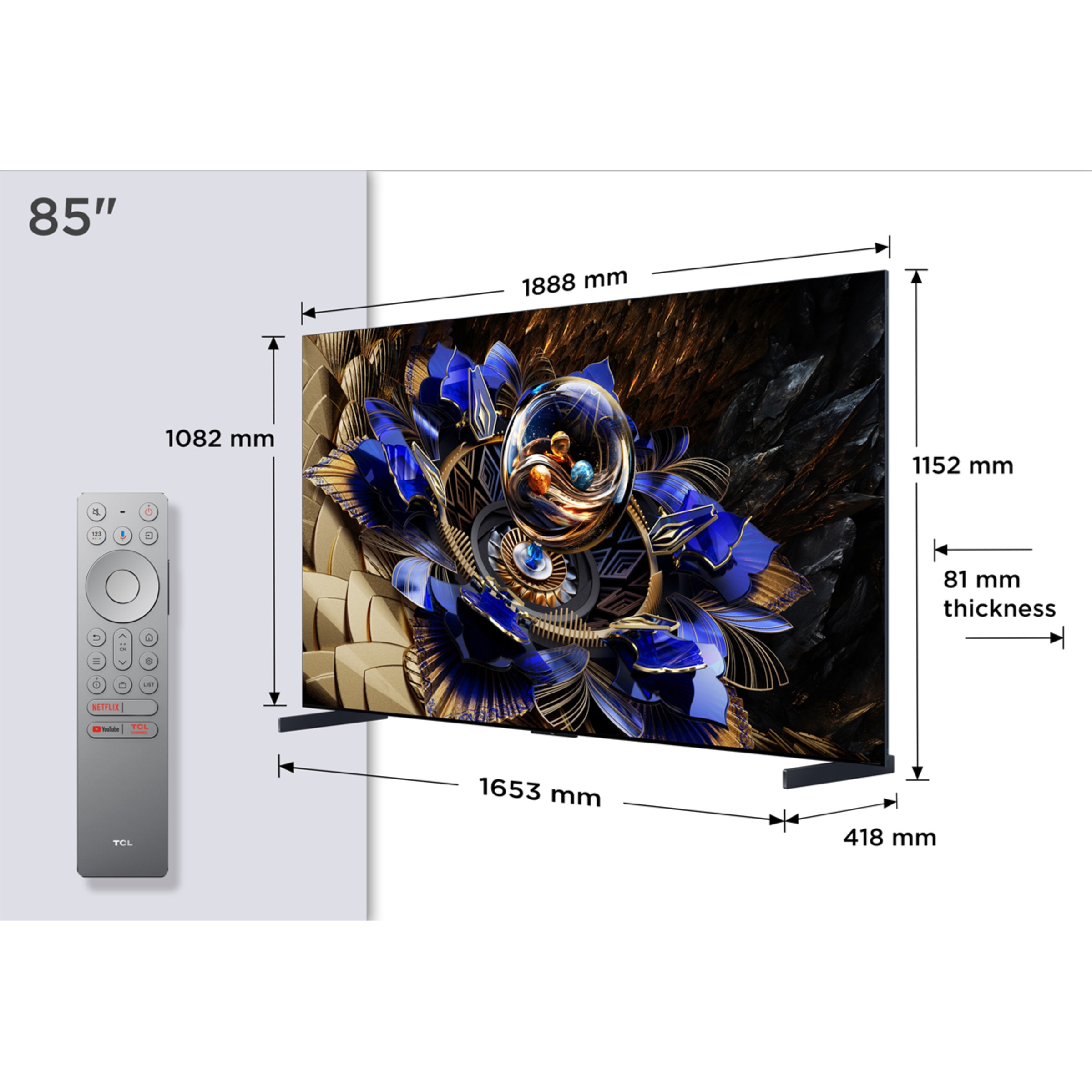 TV QD-Mini LED 215,9 cm (85") TCL 85X11K, 4K HDR Premium 6500 nits, Smart TV Google TV, compatible con Asistentes de voz Titanio-2