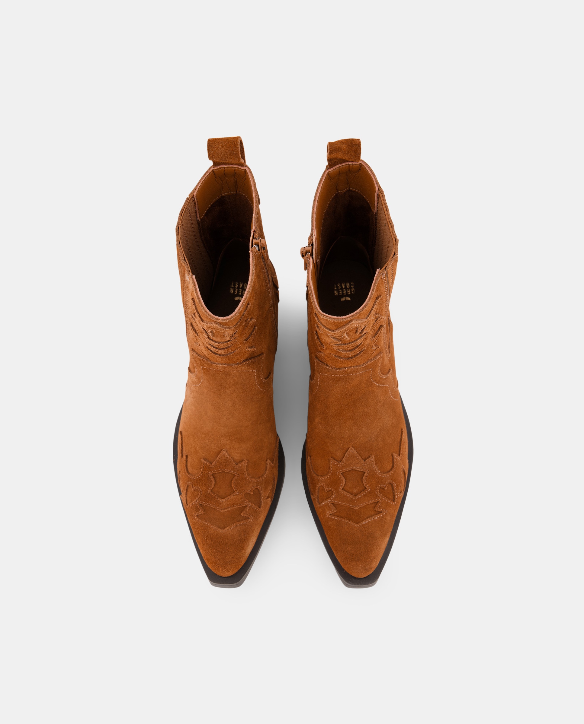 Botins de Camurça com Trabalhos Tipo Cowboy Castanho-4