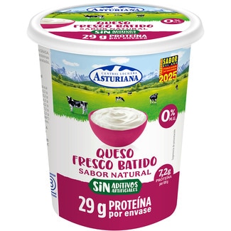 queso fresco batido sabosr natural 0% m.g. unidad 400 g - Asturiana