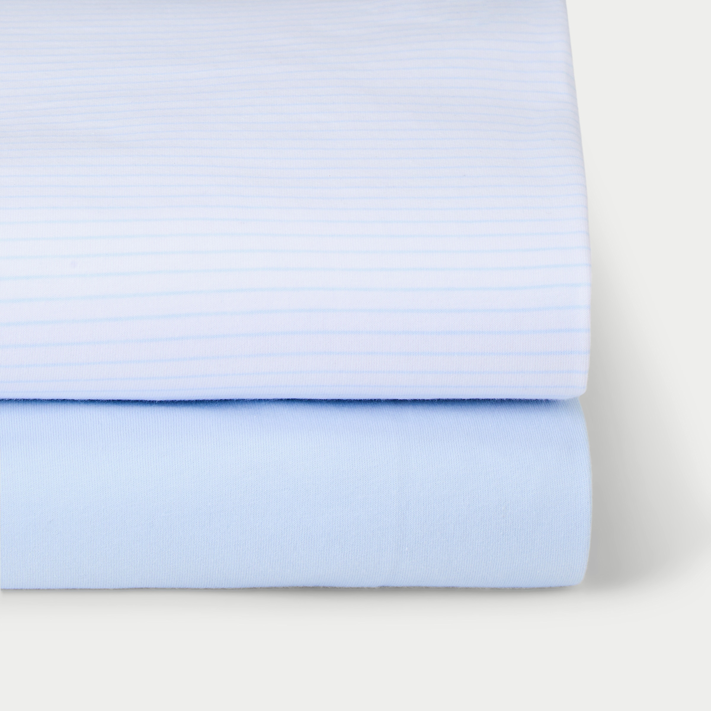 Conjunto de Lençóis de Baixo Ajustáveis em Jersey às Riscas - Pack de 2 (Disponível em Várias Medidas) Azul-1