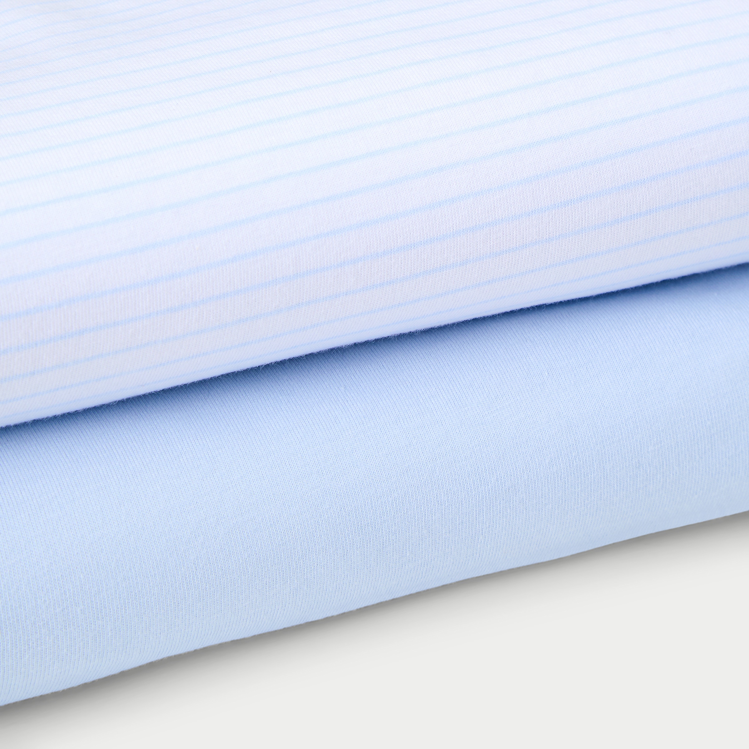 Conjunto de Lençóis de Baixo Ajustáveis em Jersey às Riscas - Pack de 2 (Disponível em Várias Medidas) Azul-2