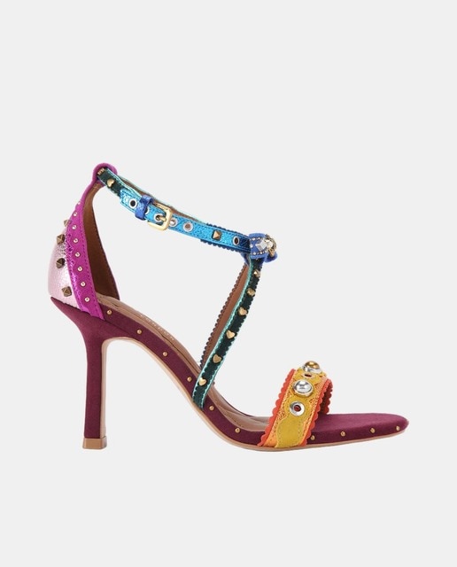 Imagen 0 de Sandalia mini bow eyelet de mujer en piel con tacón y adornos de tachuelas